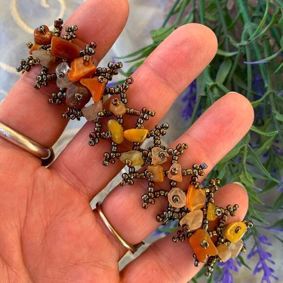 VTG Handcrafted Agate Gemstone & Seed-bead Bracelet - Picture 3 of 10